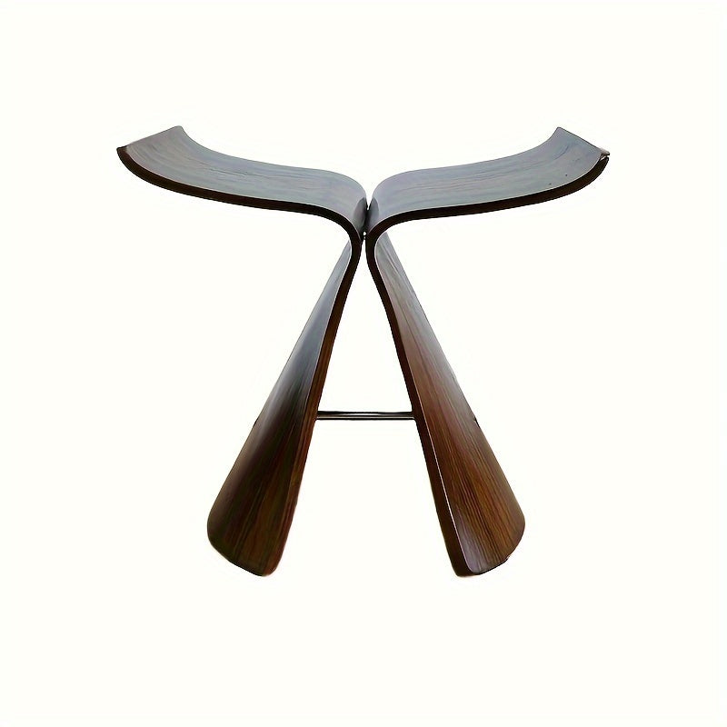 Élégant tabouret Papillon en bois naturel clair, pièce de décoration intemporelle pour la maison.