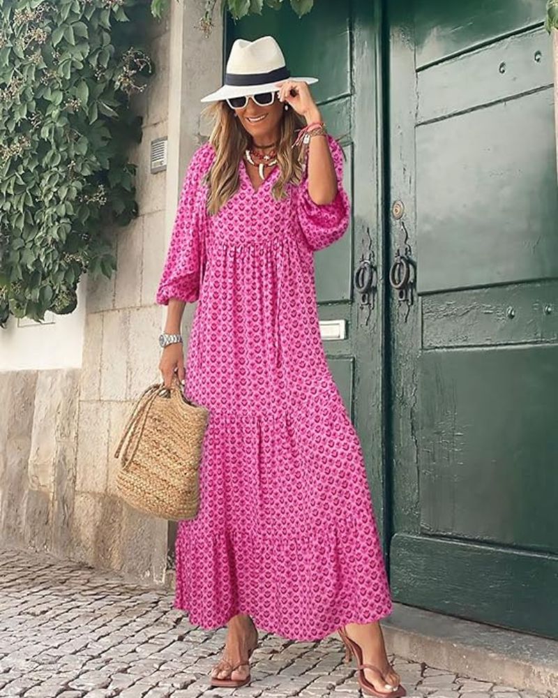 Robe longue élégante pour femme, style polyvalent, parfaite pour les journées d'été ou soirées.