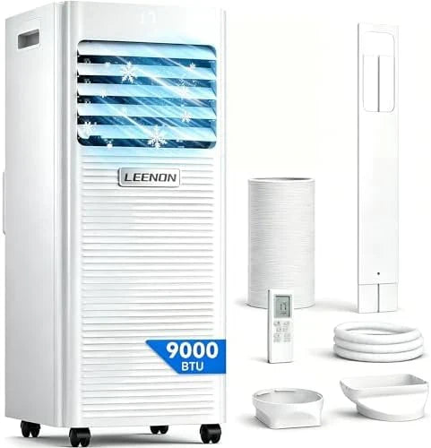 Climatiseur portable 9000 BTU blanc pour chambre, fonction 3-en-1: rafraîchisseur, déshumidificateur, ventilateur.