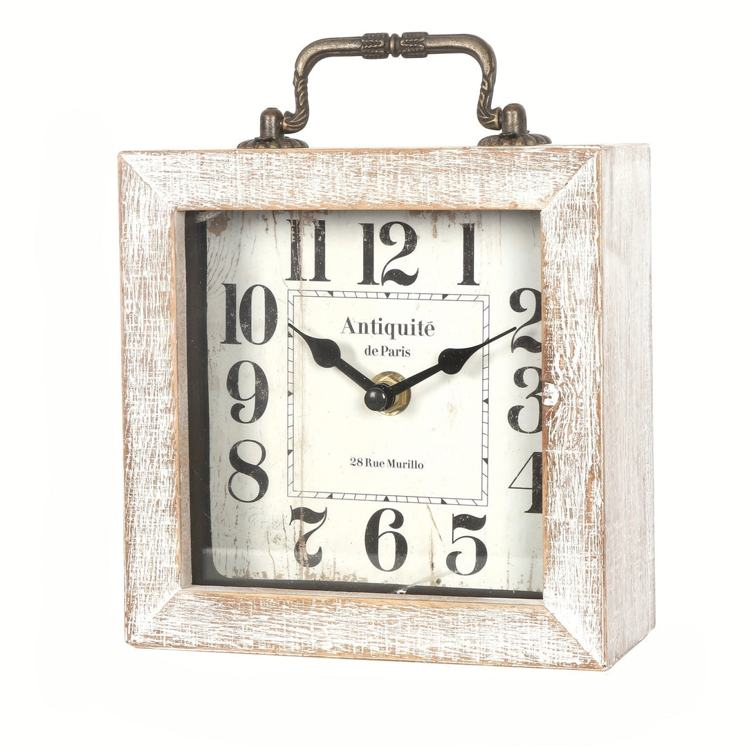 Horloge à quartz en bois rustique avec cadran protégé par verre, parfaite pour salon, bureau ou cheminée.