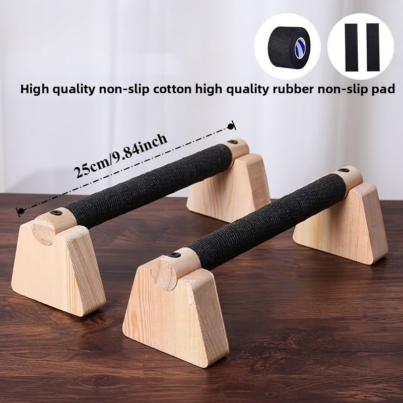 Design épuré de barres parallèles en bois pour entraînement poids corps, stabilité et confort fitness.