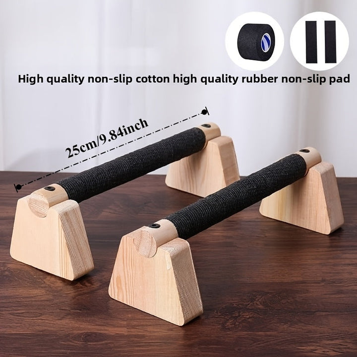 Design épuré de barres parallèles en bois pour entraînement poids corps, stabilité et confort fitness.