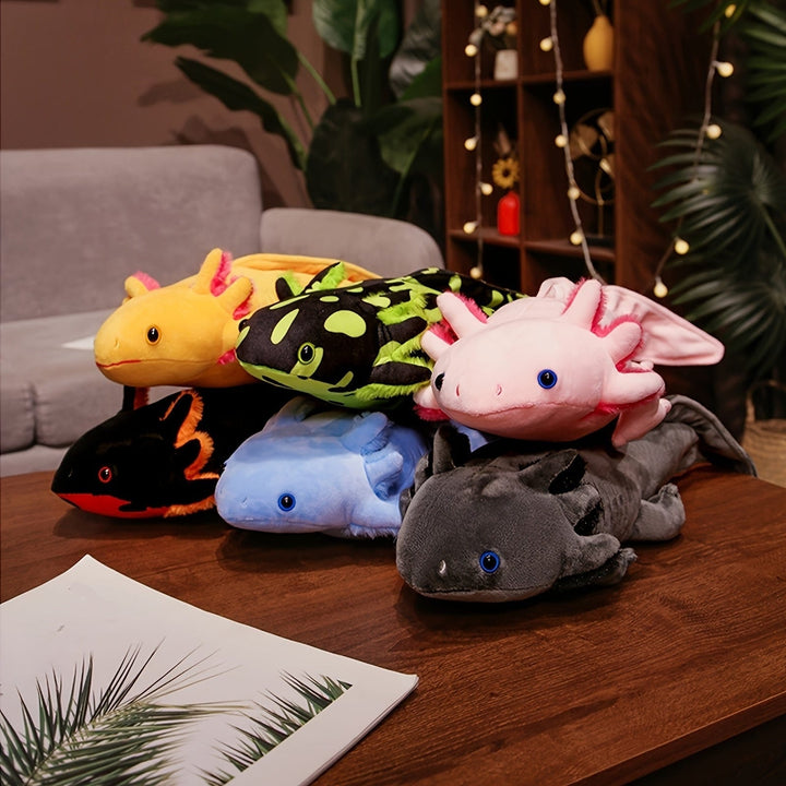 Magnifique peluche axolotl rose 42cm, réaliste et douce, parfait pour un cadeau ou collection.