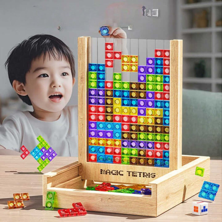 Pièces de puzzle en bois EcoBlock Board, jeu de construction logique pour enfants et adultes, amusement durable.