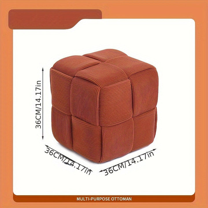 Pouf CordyCube vert gris, velours côtelé. Siège d'appoint ou repose-pieds élégant, décoration intérieure.