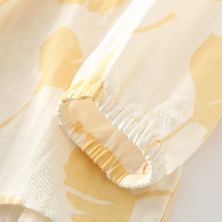 Pyjama femme doux et respirant avec imprimé ginkgo. Un ensemble 2 pièces confortable pour vos nuits.