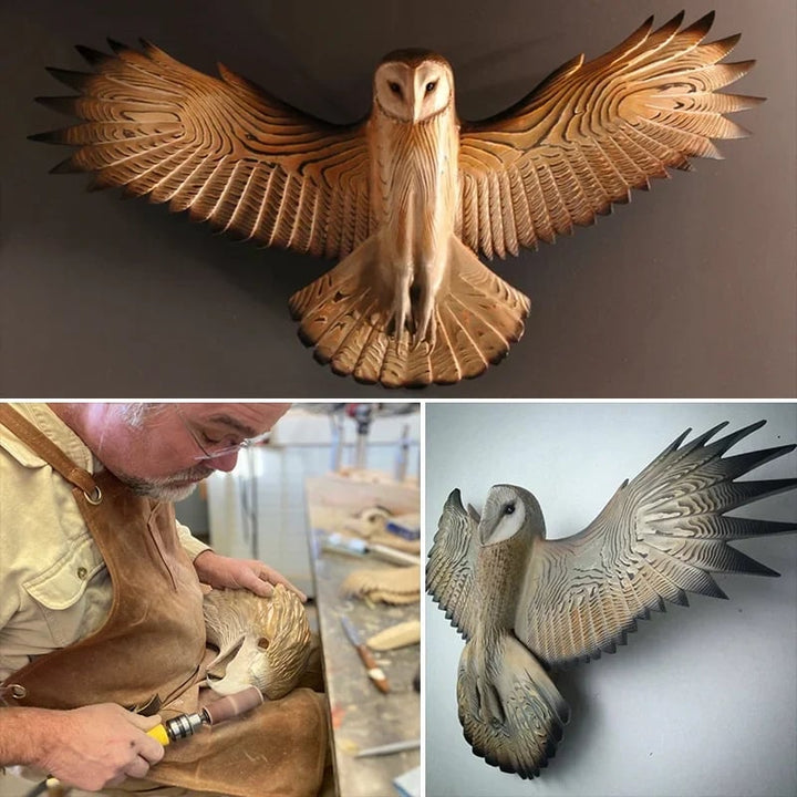 Décoration murale en bois représentant un hibou majestueux, idéal pour une touche nature et bohème chic.