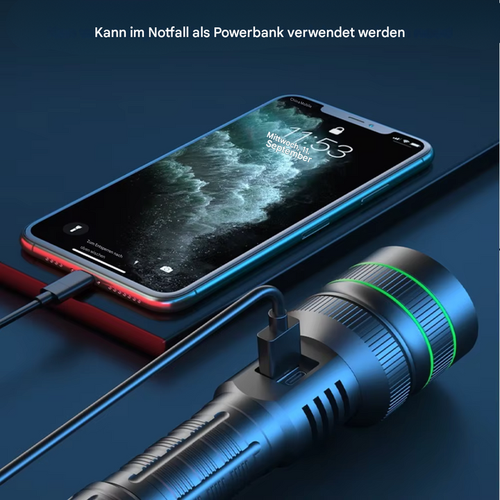 Lampe de poche tactique LED, ultra-lumineuse et zoomable, indispensable pour le camping et la survie.