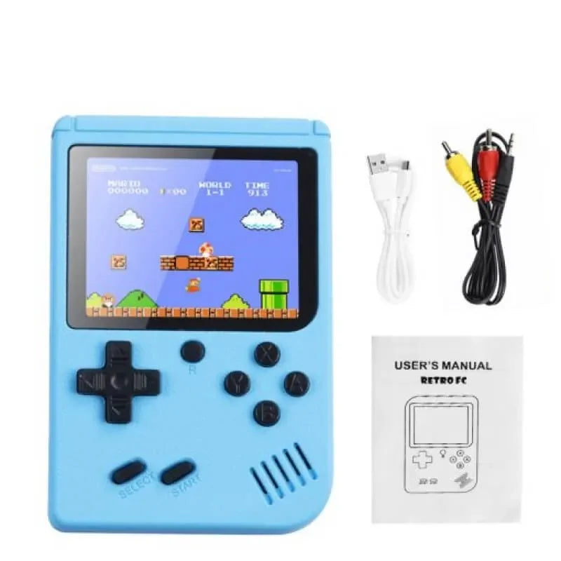 Console rétro portable pour enfants avec 500 jeux classiques, idéale pour divertir les jeunes joueurs.