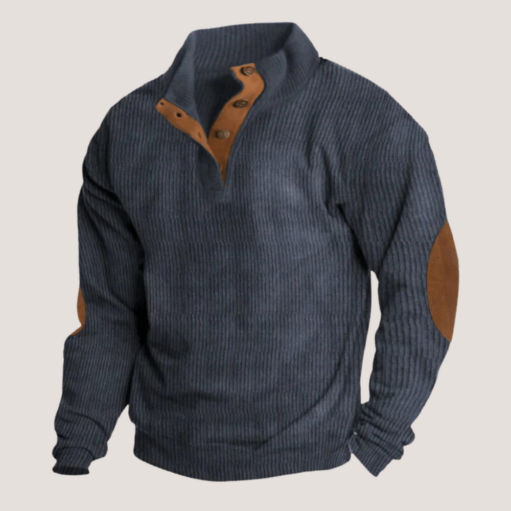 Sweat homme Tristan à col montant avec coudeurs, vêtement décontracté chic parfait pour l'automne et l'hiver.