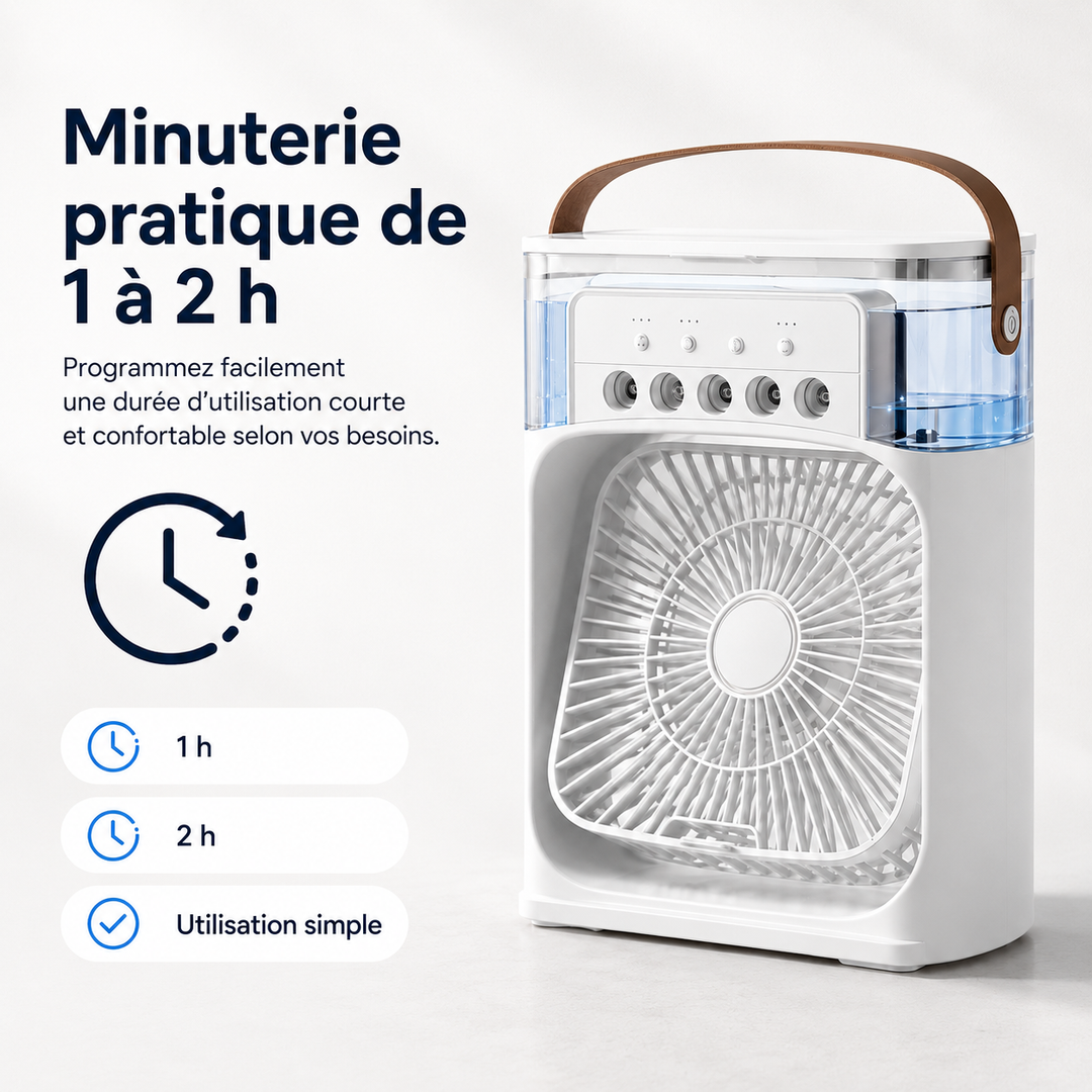 Ventilateur humidificateur personnel CoolScape. Rafraîchisseur d'air USB compact, idéal pour le bureau ou la chambre.