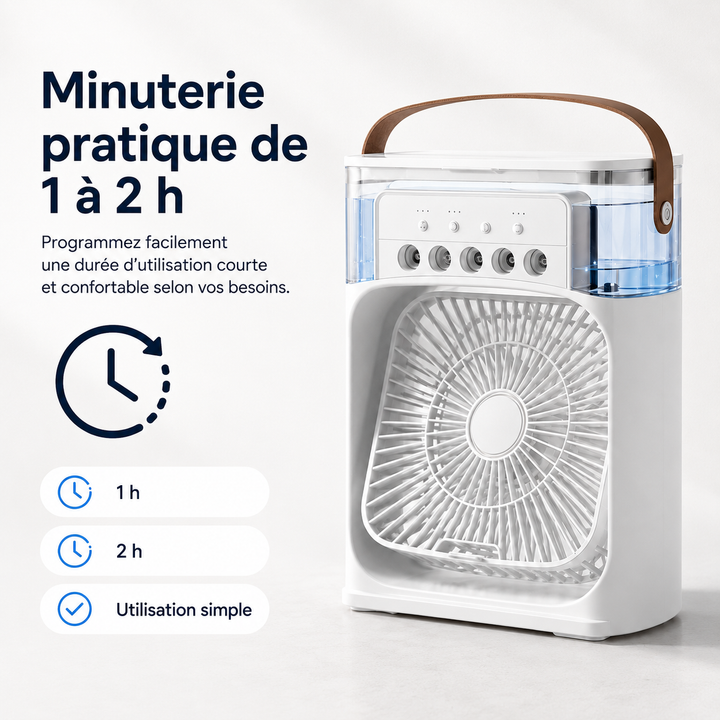 Ventilateur humidificateur personnel CoolScape. Rafraîchisseur d'air USB compact, idéal pour le bureau ou la chambre.