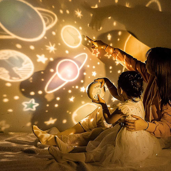 Projecteur galaxie enfant Nox design cerf, lampe rechargeable USB pour nuit calme et ambiance relaxante.