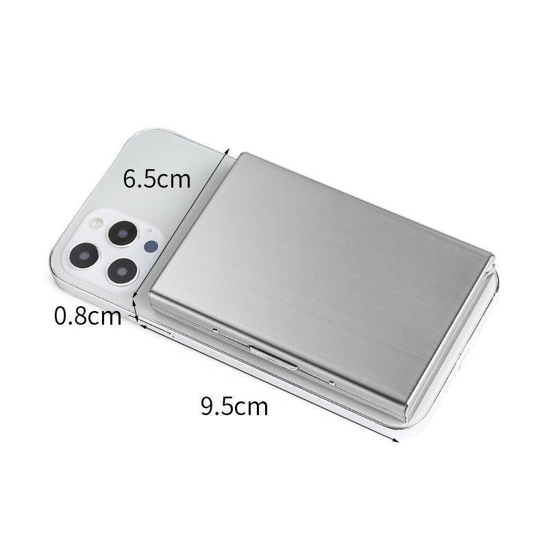 Porte-cartes compact métallique, protection RFID et démagnétisation des cartes. Design élégant.