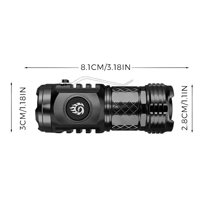 Torche LED ultra-puissante pour l'extérieur, rechargeable et compacte.