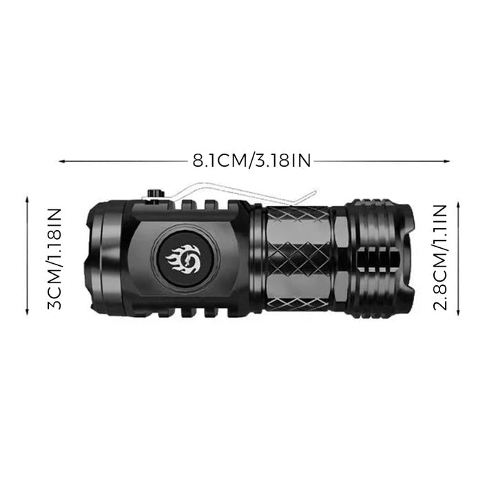 Torche LED ultra-puissante pour l'extérieur, rechargeable et compacte.