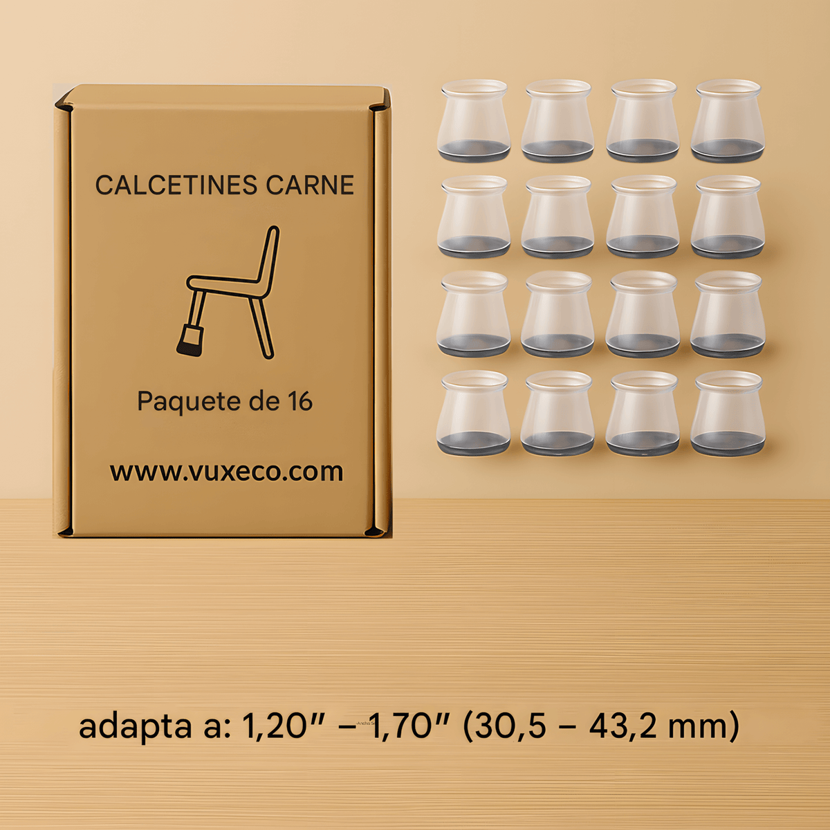 BALEINE PROTECTORES DE SILICONA PARA PATAS DE SILLA – ANTIDESLIZANTES Y SILENCIOSOS (TRANSPARENTE, 16 UNIDADES)