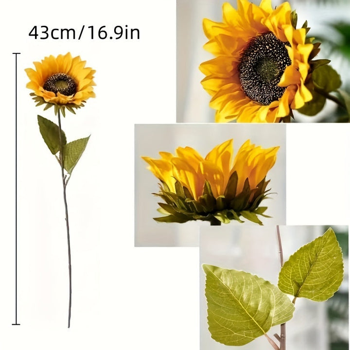 Gros plan sur des tournesols artificiels jaunes, détaillés et colorés, pour une décoration durable.