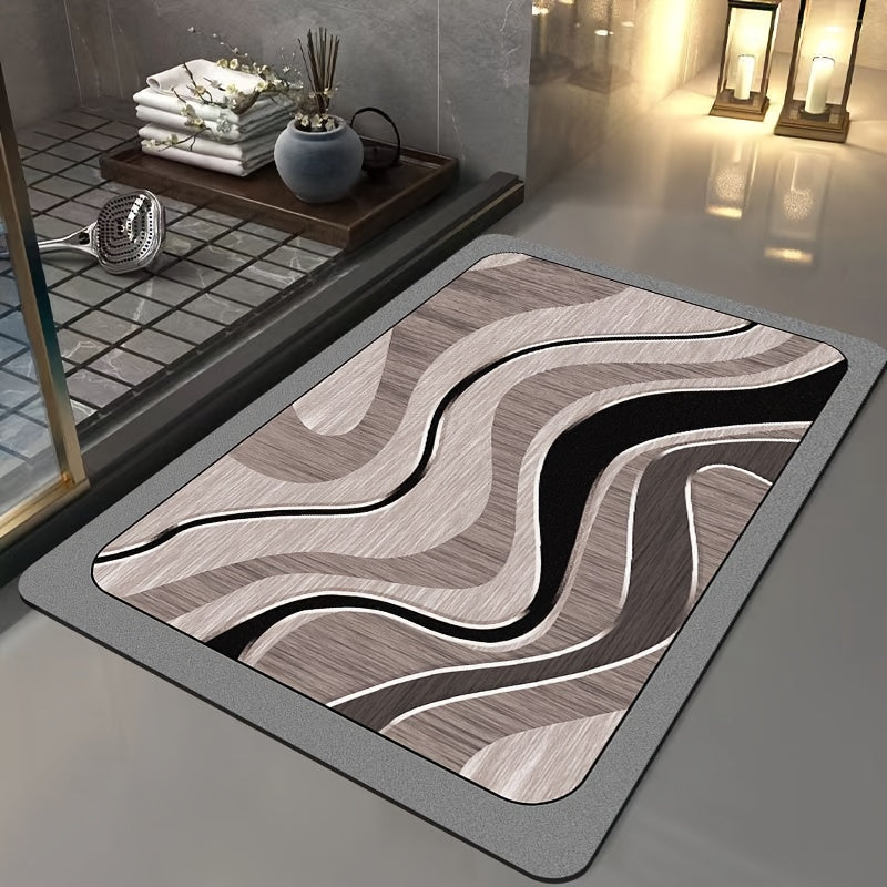 Tapis de bain design moderne, motif géométrique élégant, idéal pour une décoration de salle de bain luxe.