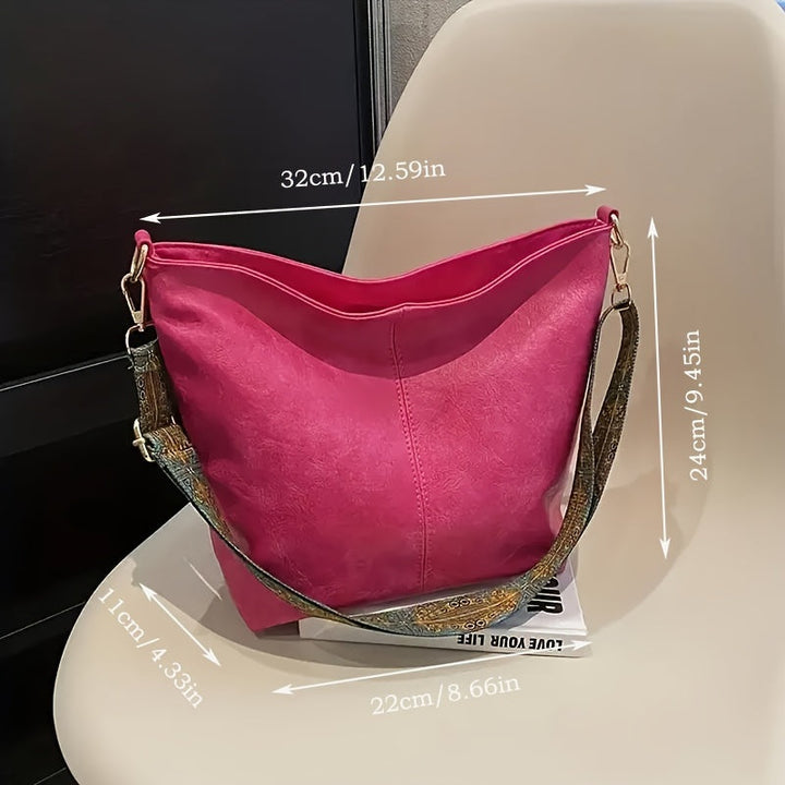 Sac bandoulière géométrique femme, grande capacité, look rétro en similicuir, polyvalent.