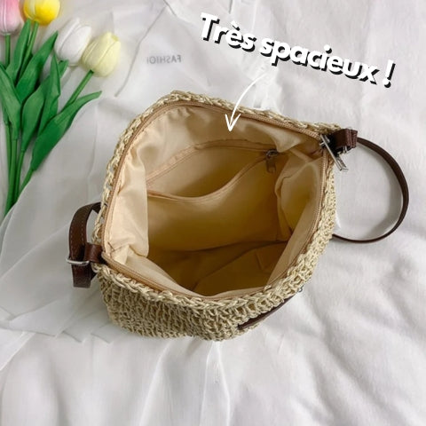 Sac d'été en paille bohème, bandoulière pour femmes, polyvalent et très tendance.
