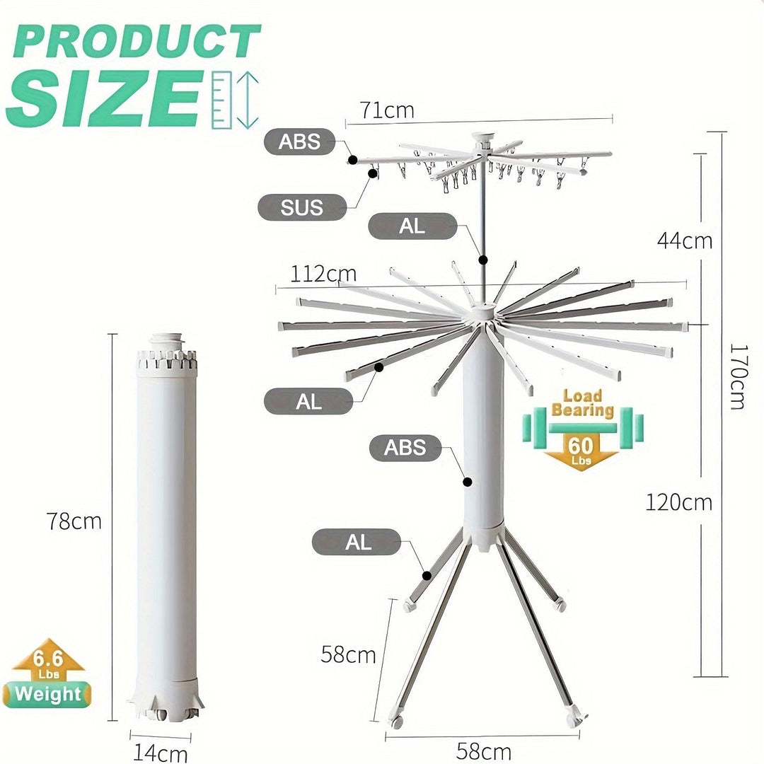 Étendage cylindrique Octopus, pratique et mobile, pour un séchage optimal de votre linge.