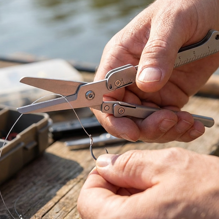 Outil de poche ultra-compact, ciseaux de précision, conçu pour être portable et utile en toutes situations.