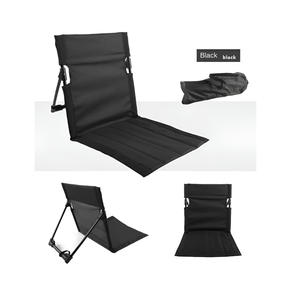 Chaise légère et pliante pour la pêche ou la détente en plein air, avec coussin douillet.