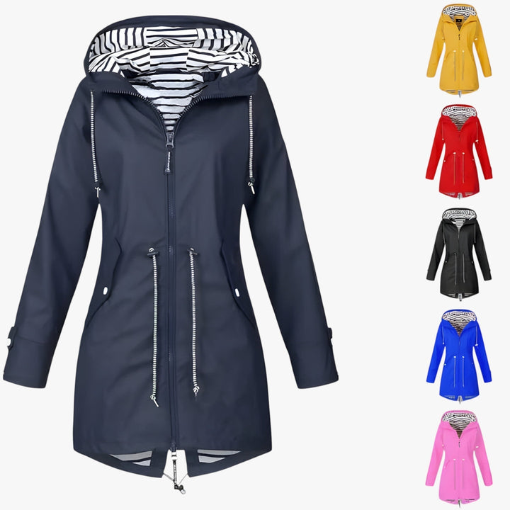 Parka femme imperméable ajustable pour l'hiver et la mi-saison. Capuche stylée et coupe moderne.