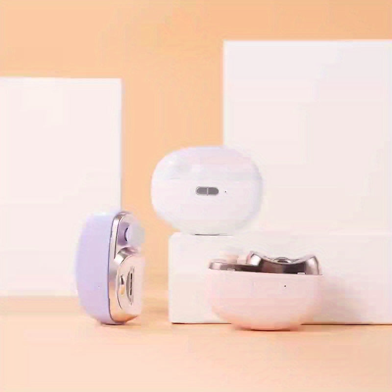 Coupe-ongles automatique blanc/violet avec fonction polissage, portable et rechargeable pour hygiène des ongles.