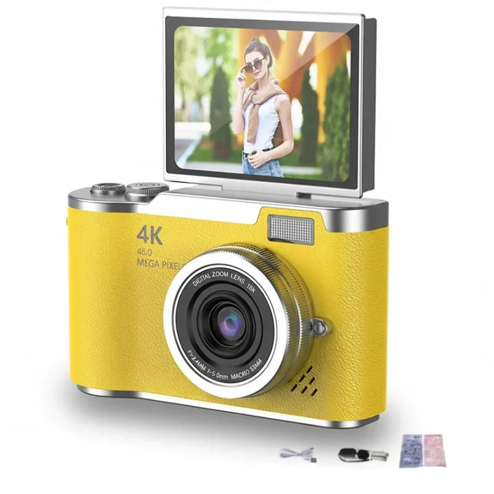 Caméra numérique 4K portable au design élégant, offrant une qualité 48MP Ultra HD pour vos souvenirs.