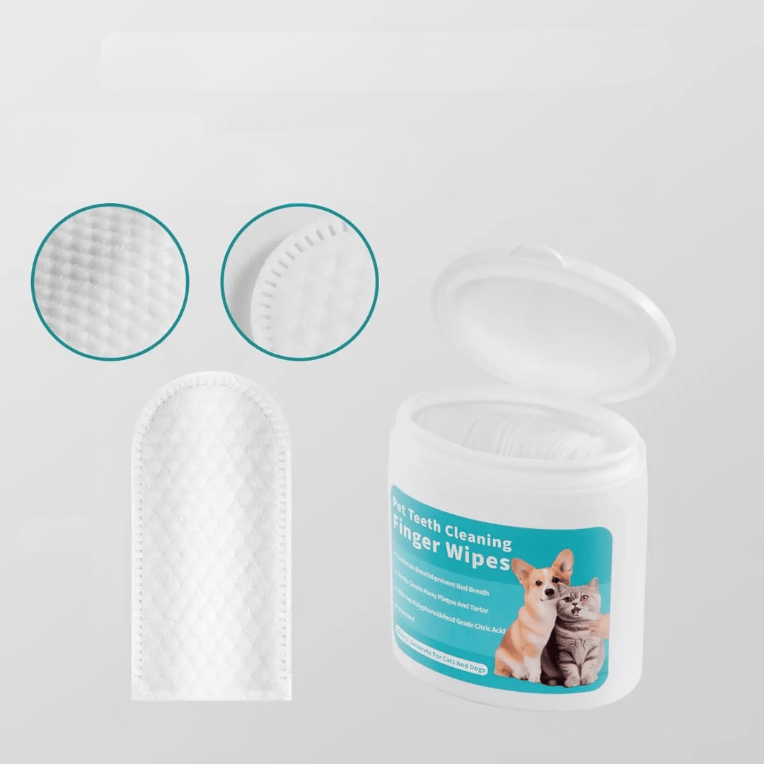 Produits animaux : lingettes dentaires à doigt pour chiens et chats. Essentielles pour des dents propres et une haleine saine.