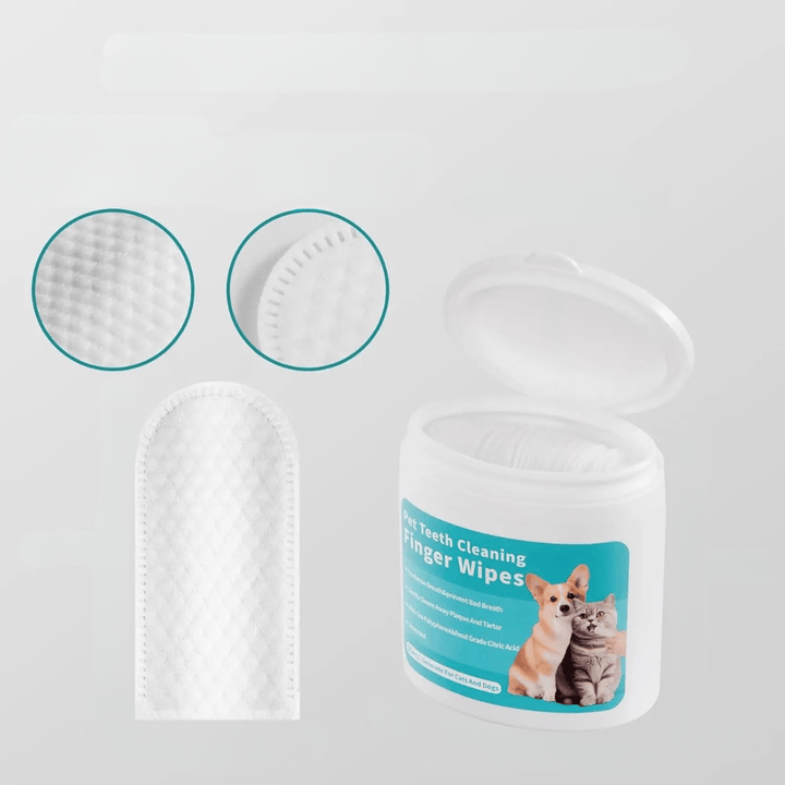 Produits animaux : lingettes dentaires à doigt pour chiens et chats. Essentielles pour des dents propres et une haleine saine.