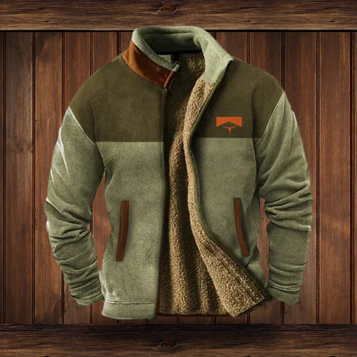 Élégante veste homme d'hiver style western avec motifs ethniques. Chaleur et mode masculine pour vos sorties décontractées.