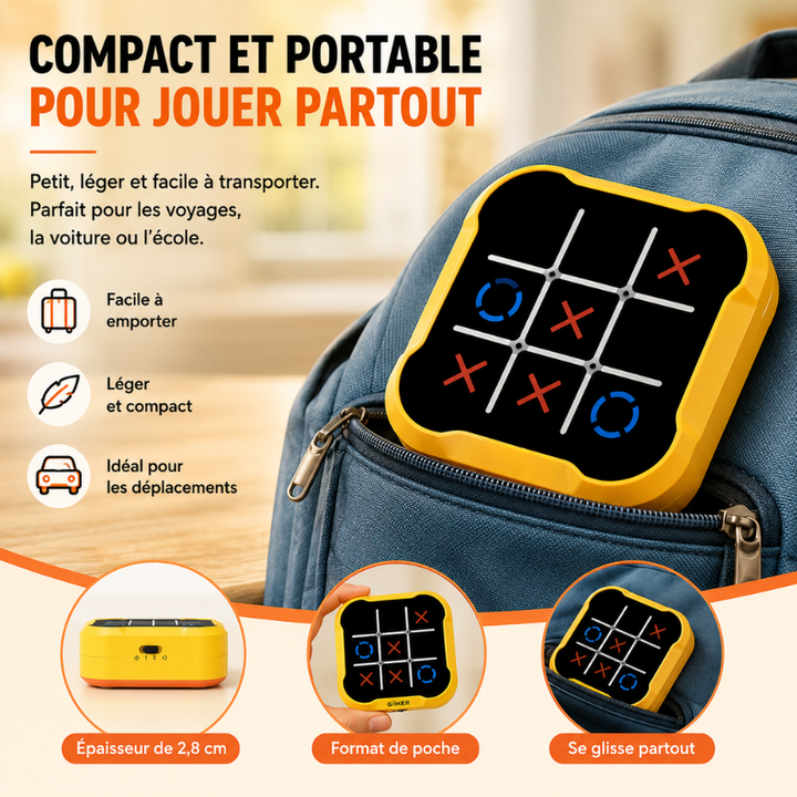 Jeu Morpion BOLT interactif, éducatif. Développez votre logique et stratégie avec ce jouet portable.