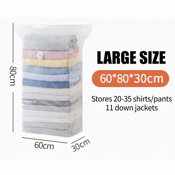 Lot de sacs de compression sous vide, diverses tailles, pour organiser vêtements et literie. Rangement espace.