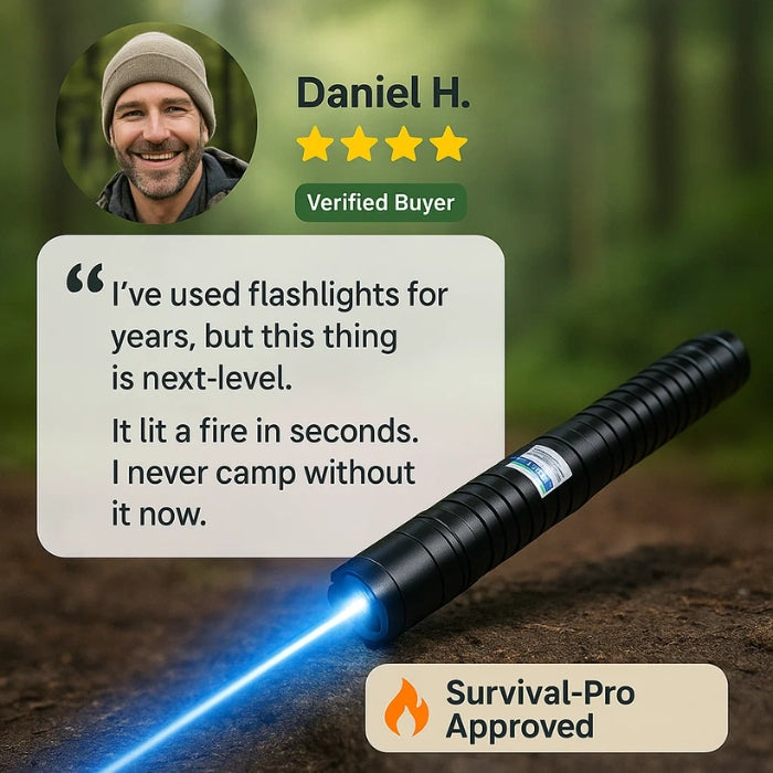 Lumière de survie puissante AeroForge Pro avec fonction allume-feu, parfaite pour le camping.
