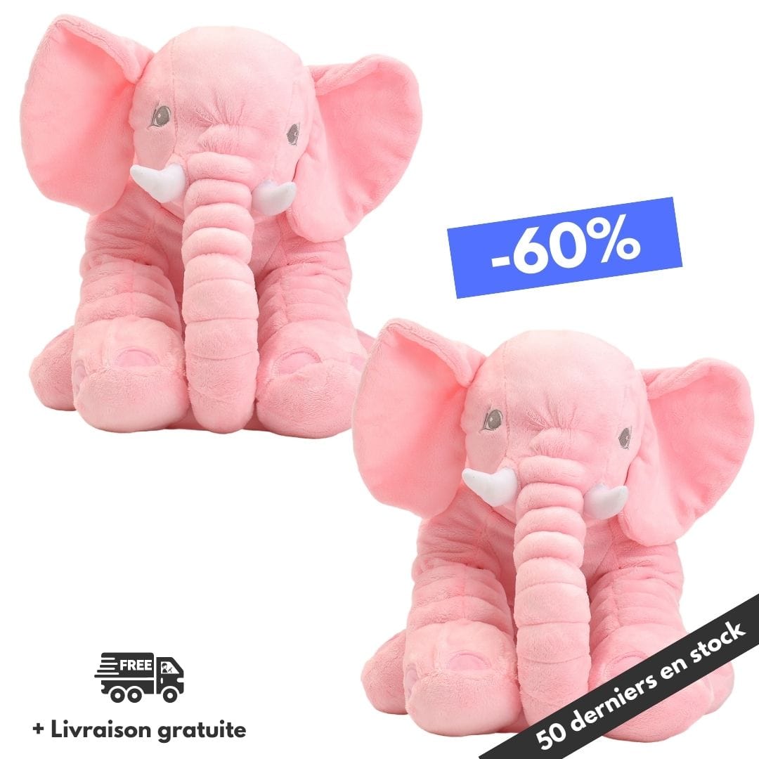 Éléphant en peluche géant pour bébé, jouet et doudou moelleux pour des nuits calmes et douces.