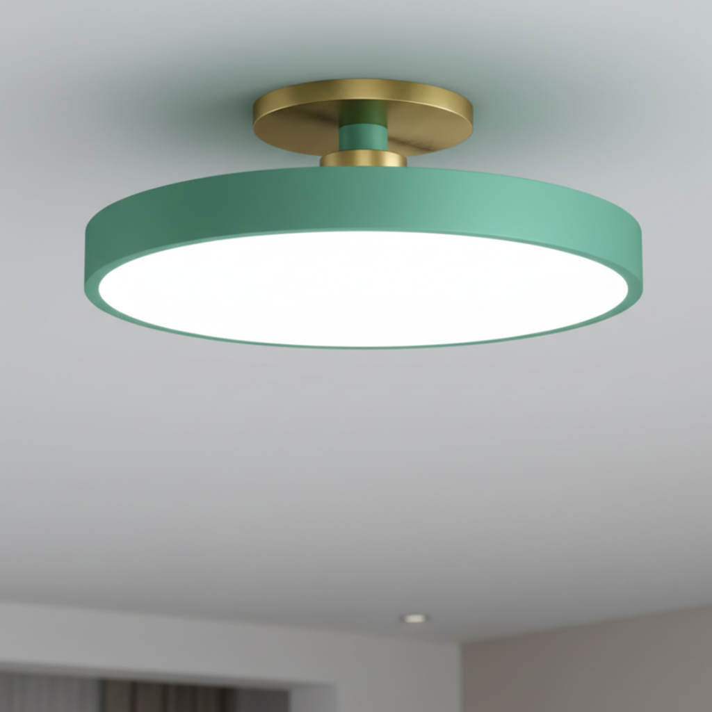 Luminaire moderne bicolore, plafonnier LED encastré, parfait pour un intérieur contemporain.