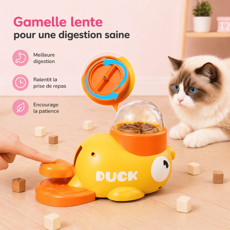 Puzzle canard interactif pour chien/chat: distribue des friandises, combat l'ennui et stimule l'esprit.