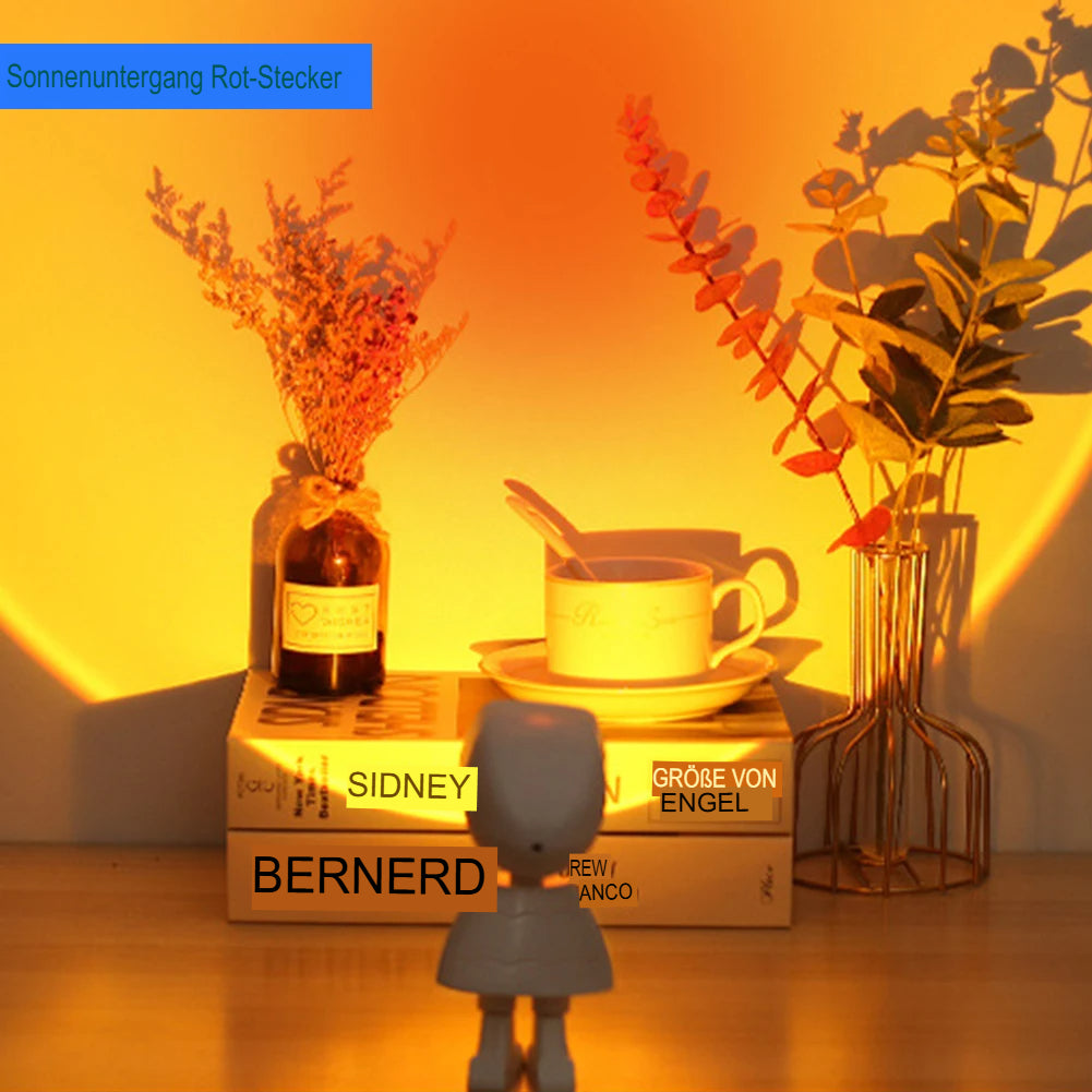 Lampe d'ambiance LED USB, compacte et portable, pour projeter des lumières coucher de soleil/arc-en-ciel.
