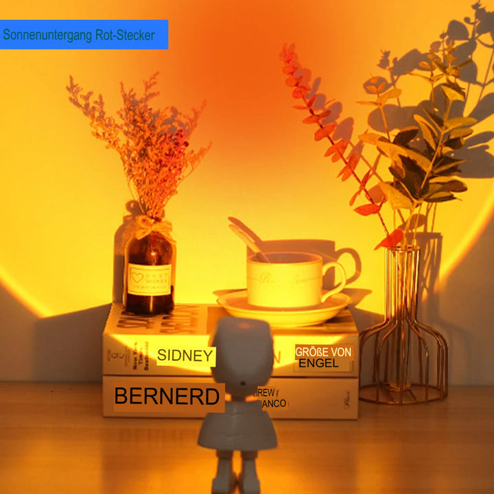 Lampe d'ambiance LED USB, compacte et portable, pour projeter des lumières coucher de soleil/arc-en-ciel.
