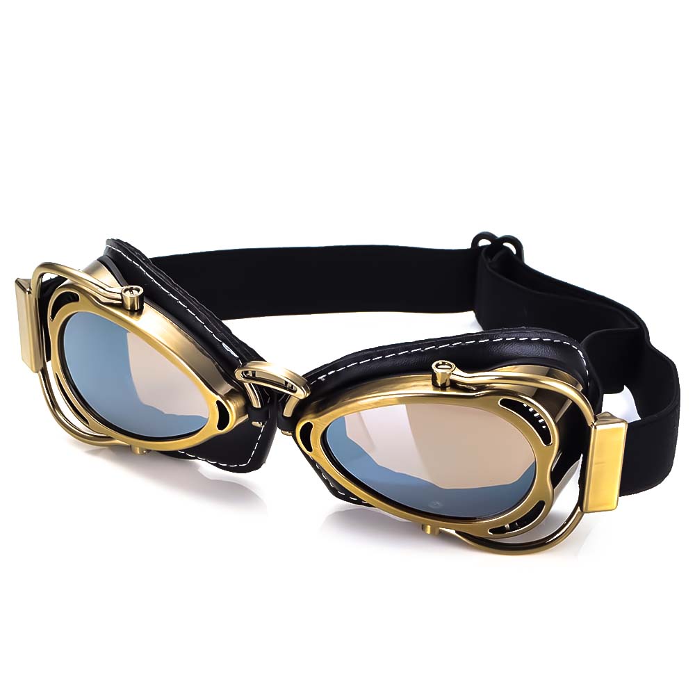 Accessoire moto vintage : lunettes pliables classiques pour un look motard authentique.