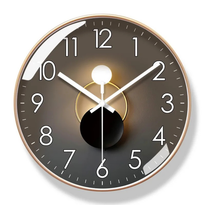 Horloge murale élégante, horlogerie moderne à quartz. Design silencieux pour salon ou bureau.