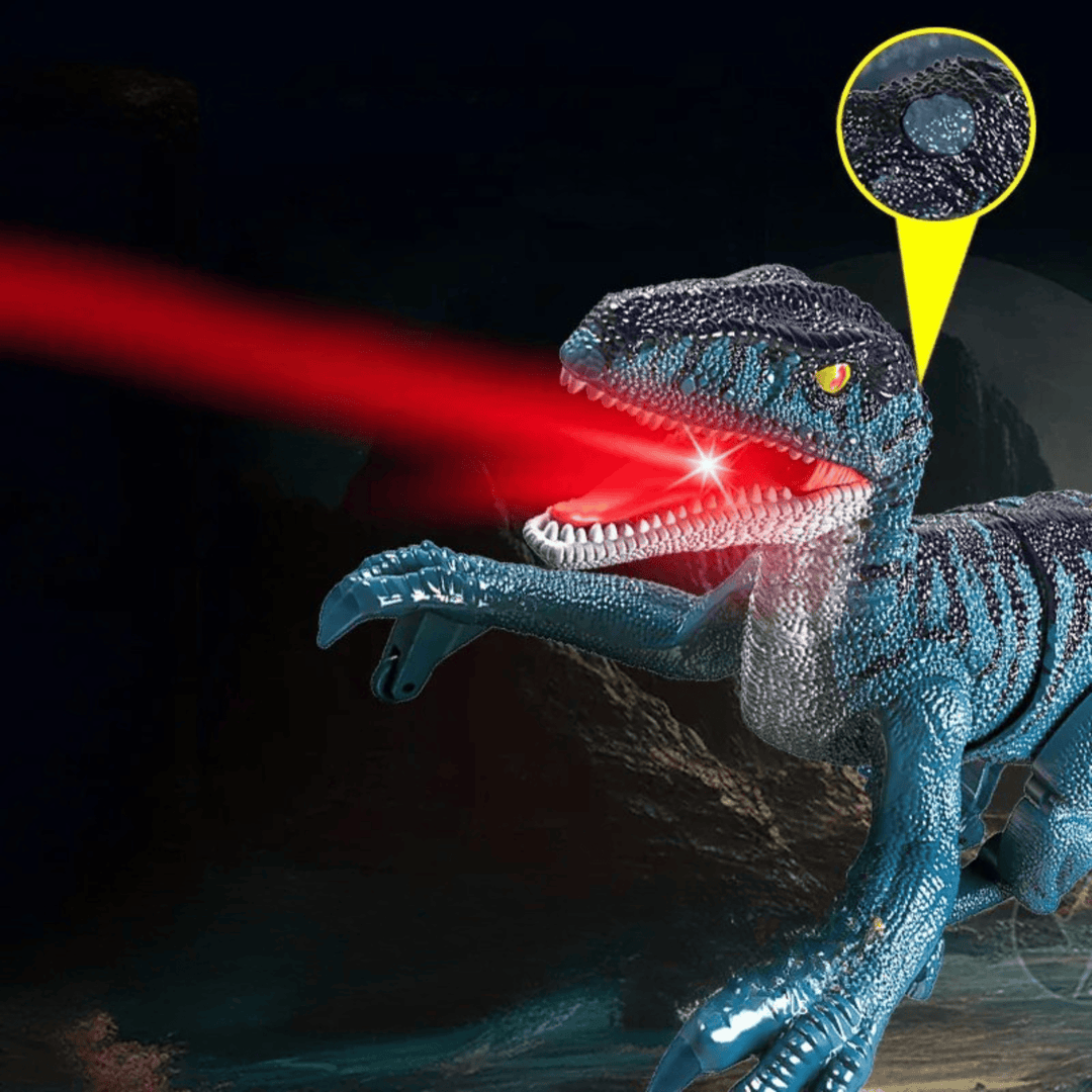 Jouet éducatif dinosaure télécommandé, découverte de la préhistoire avec sons et lumières.
