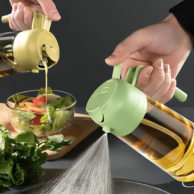 Distributeur d'huile OilLux pour cuisson saine, contrôle parfait du dosage, ustensile pratique.