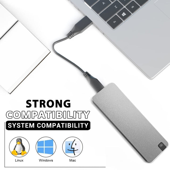 SSD portable robuste et rapide pour stockage externe de données essentielles. USB 3.2 pour transfert ultra-rapide.
