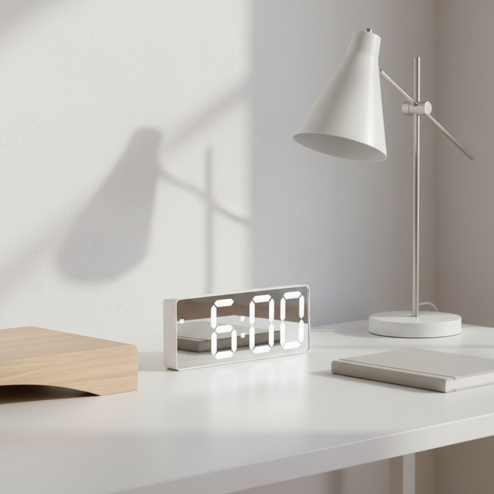 Réveil numérique USB, affichage LED lumineux et fonction snooze, parfait pour la chambre.