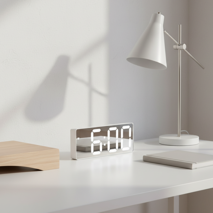 Réveil numérique USB, affichage LED lumineux et fonction snooze, parfait pour la chambre.