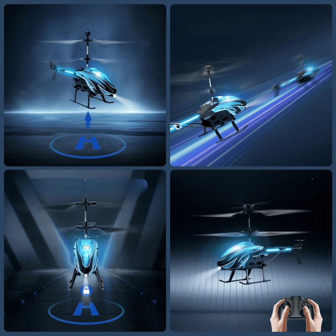 Jouet volant hélicoptère RC LED pour enfants, cadeau lumineux parfait pour apprendre à piloter facilement en intérieur.